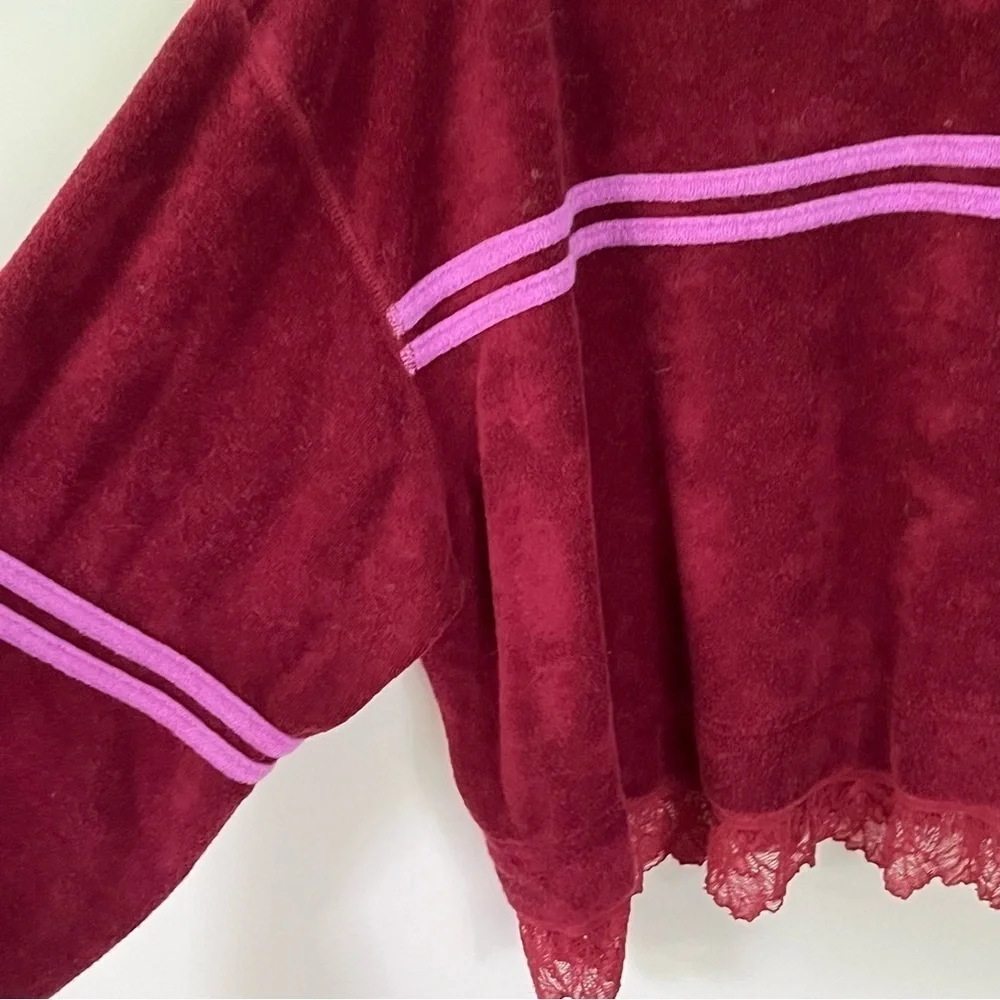 Field Day by Free People Pullover Long Sleeve Burgundy sporty Sweatshirt top